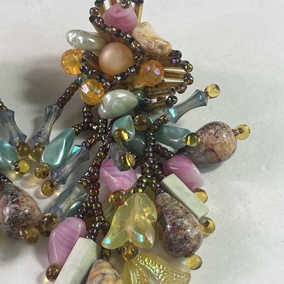 Colleen Toland Chandelier Dangle Earrings Pierced Long Beaded Rare Mermaid Core - Picture 7 of 8